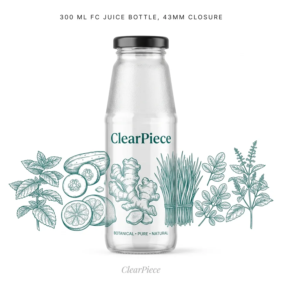 300 ml FC Juice Glass Bottle, 43mm Closure view 3