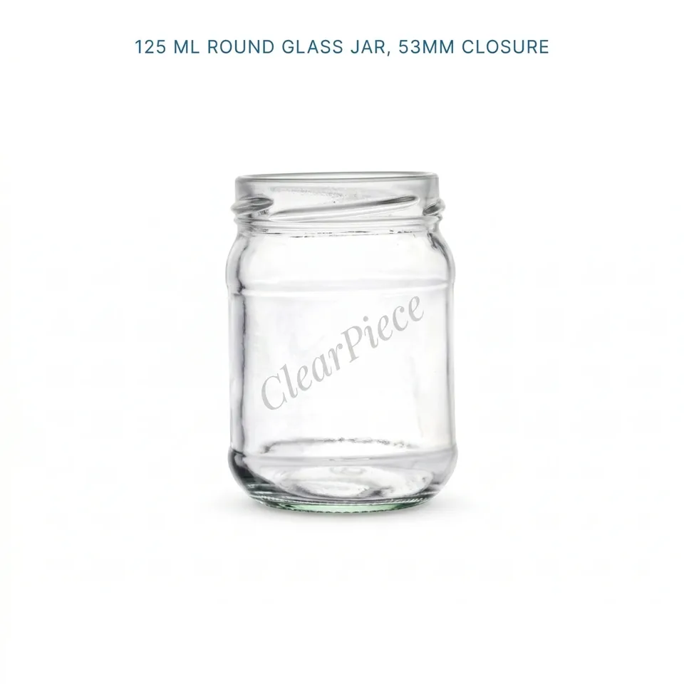 125 ml Round Glass Jar 53mm Closure view 1