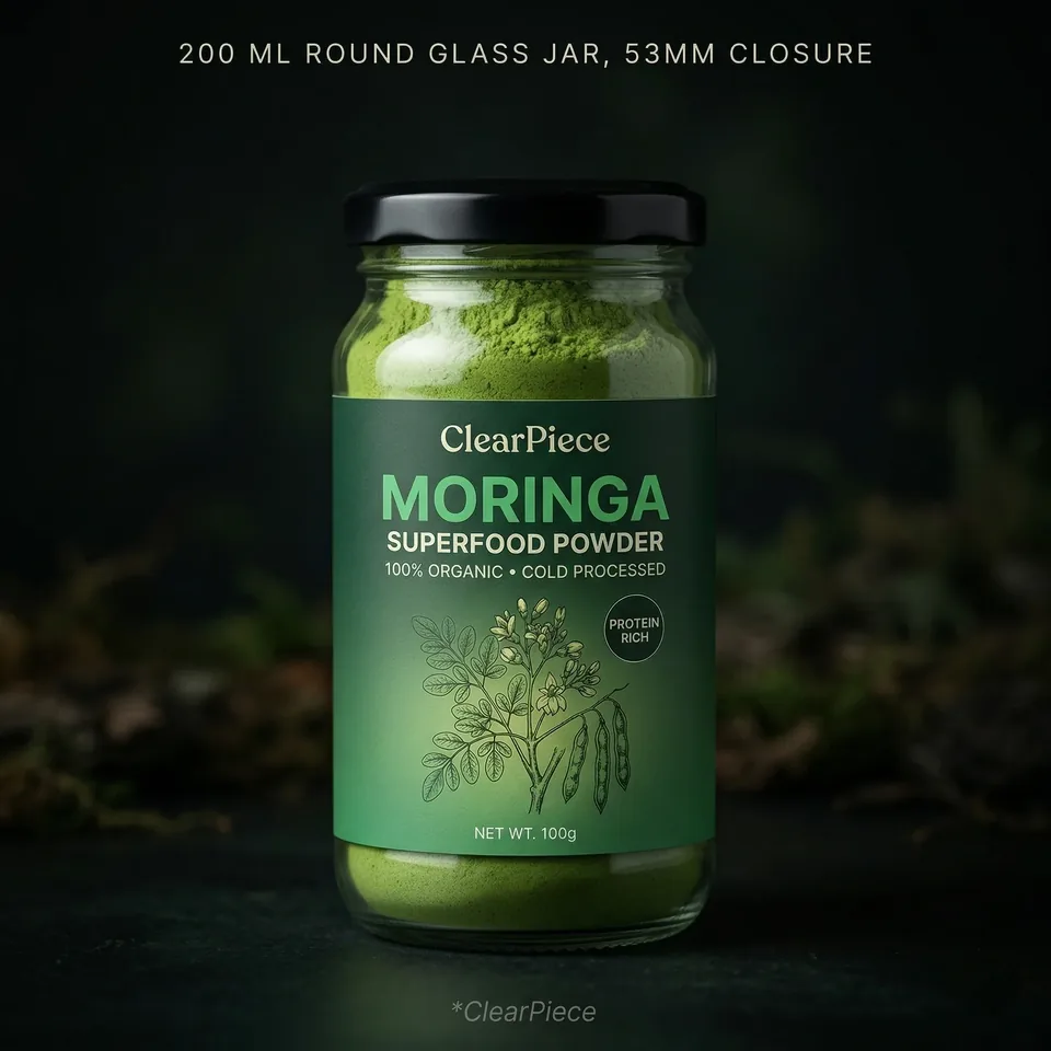200 ml Round Glass Jar, 53mm Closure view 3