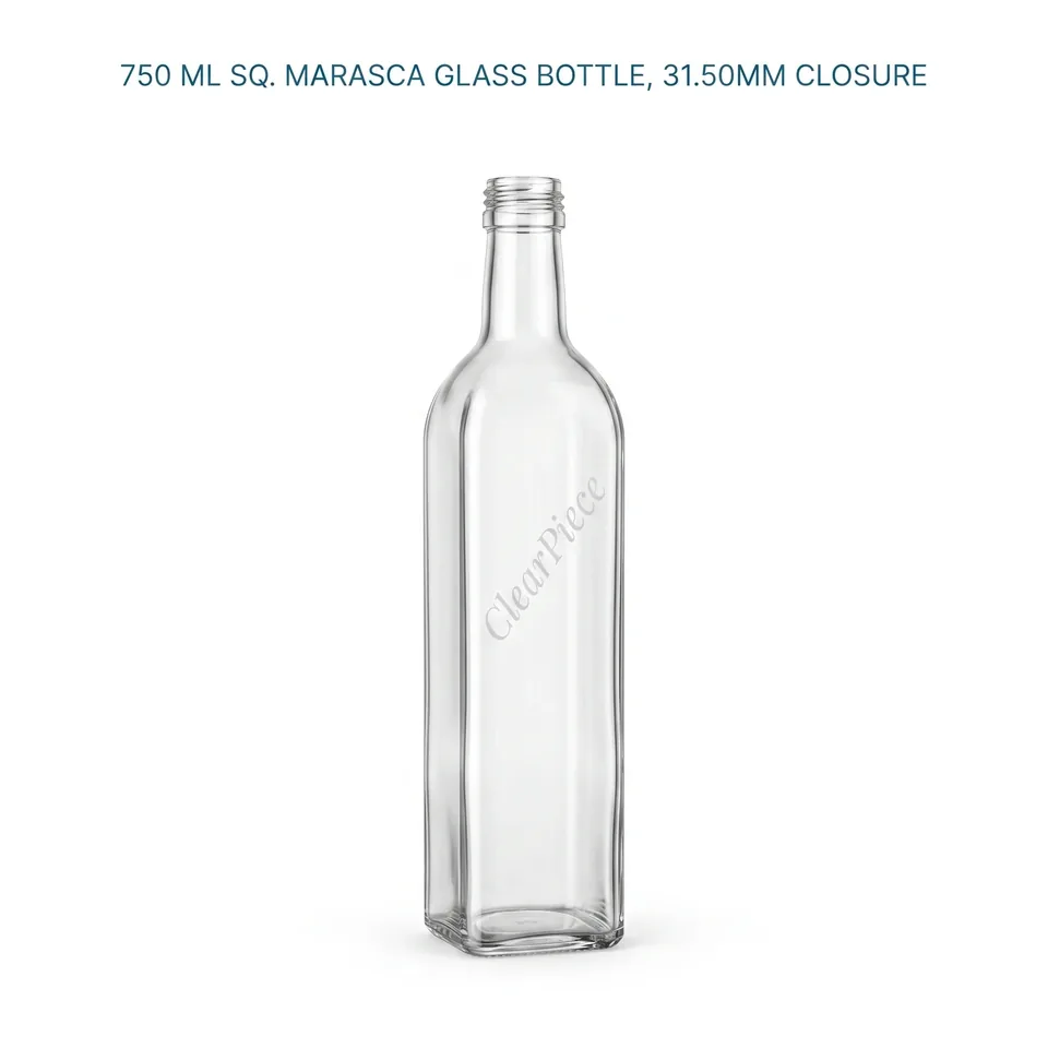 750 ml Sq. Marasca Glass Bottle, 31.50mm Closure view 1