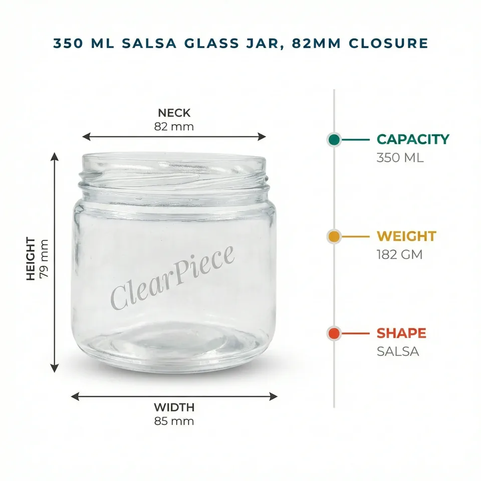 350 ml Salsa Glass Jar 82mm Closure view 2