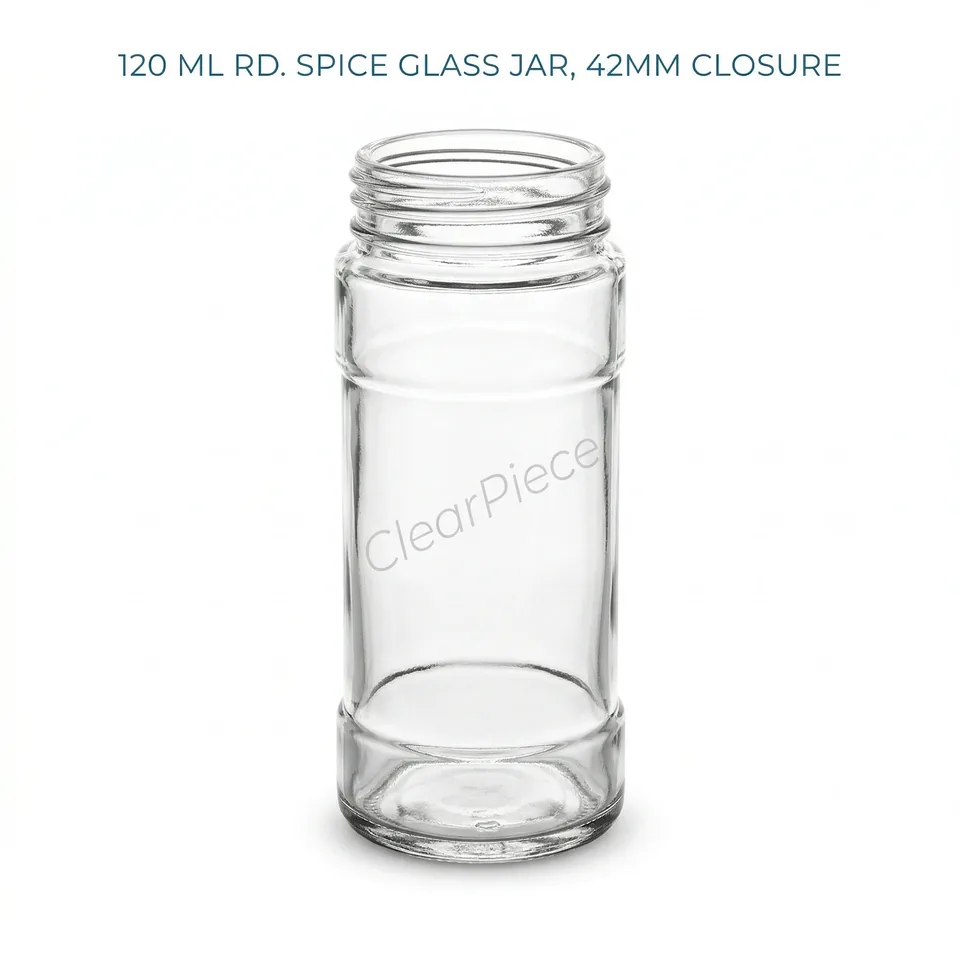 120 ml Round Spice Glass Jar, 42mm Closure view 1