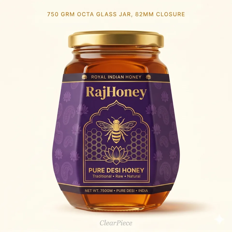 750 grm Octa Glass Jar, 82mm Closure view 3