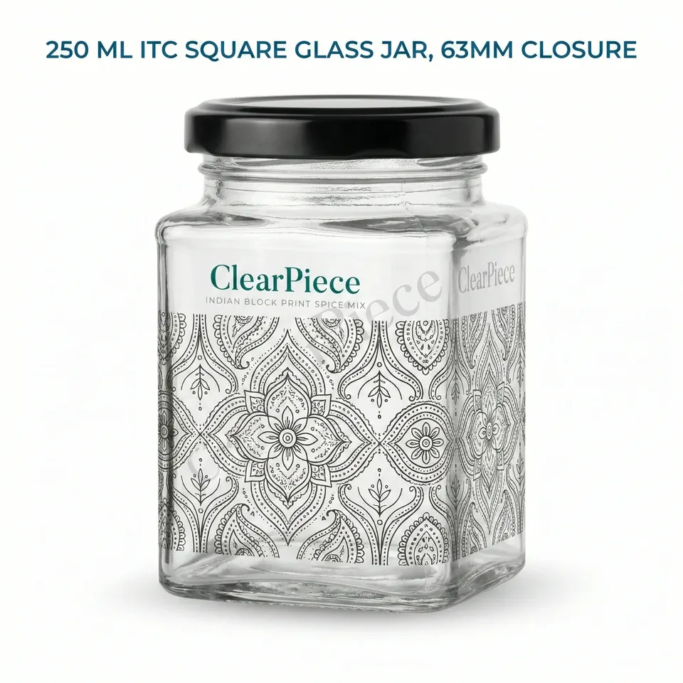 250 ml ITC Square Glass Jar, 63mm Closure view 3