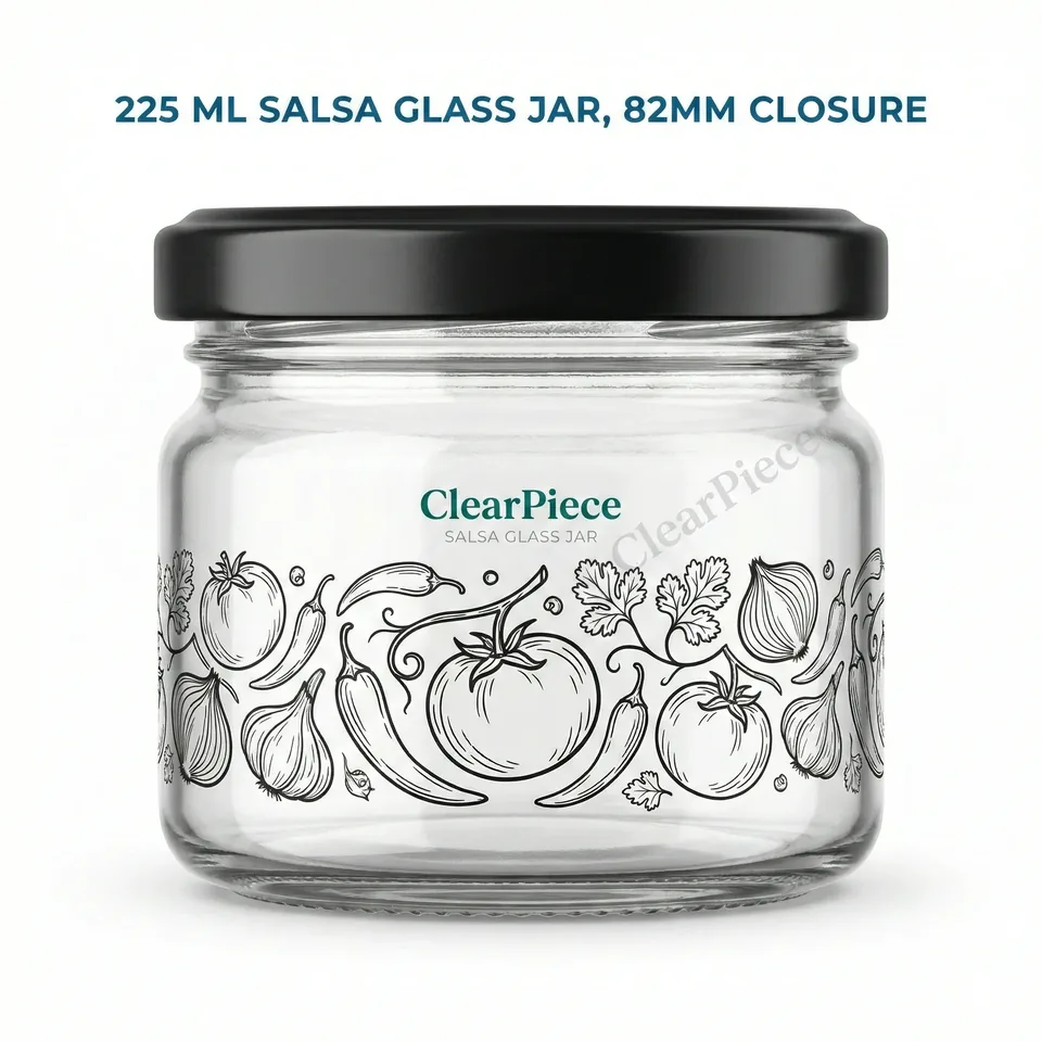 225 ml Salsa Glass Jar 82mm Closure view 3