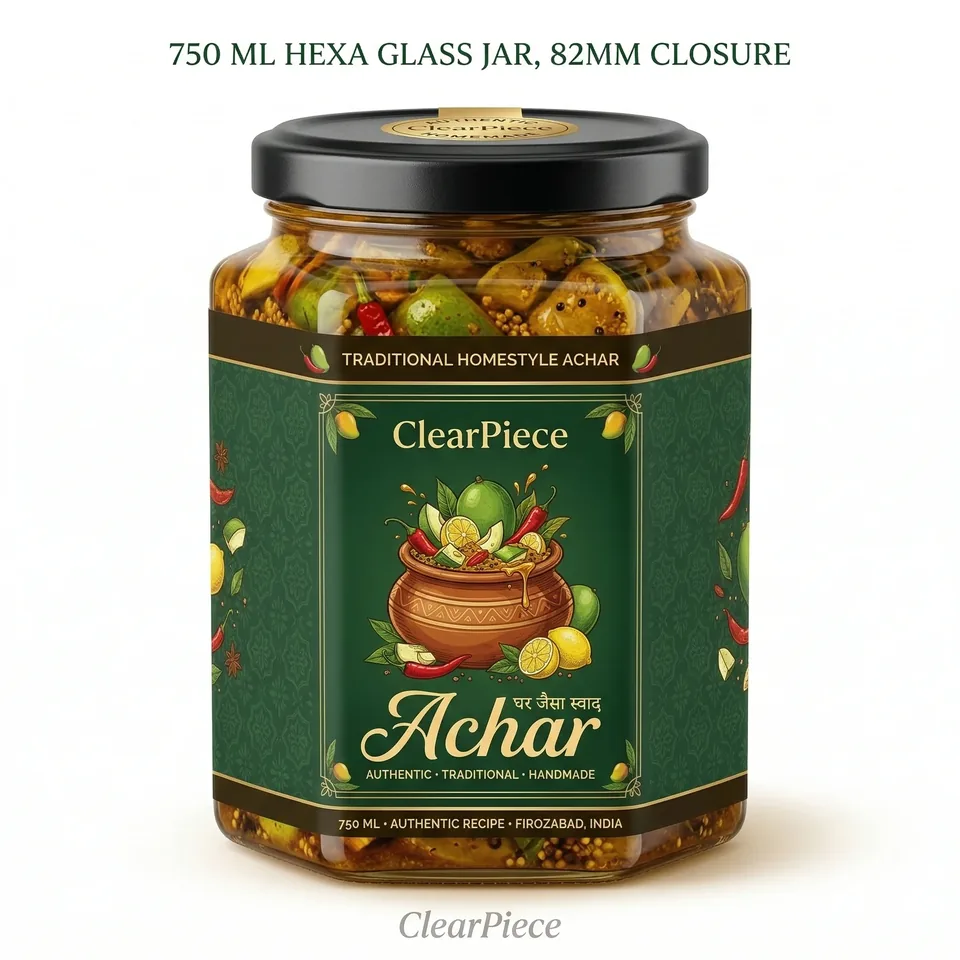 750 ml Hexa Glass Jar 82mm Closure view 3