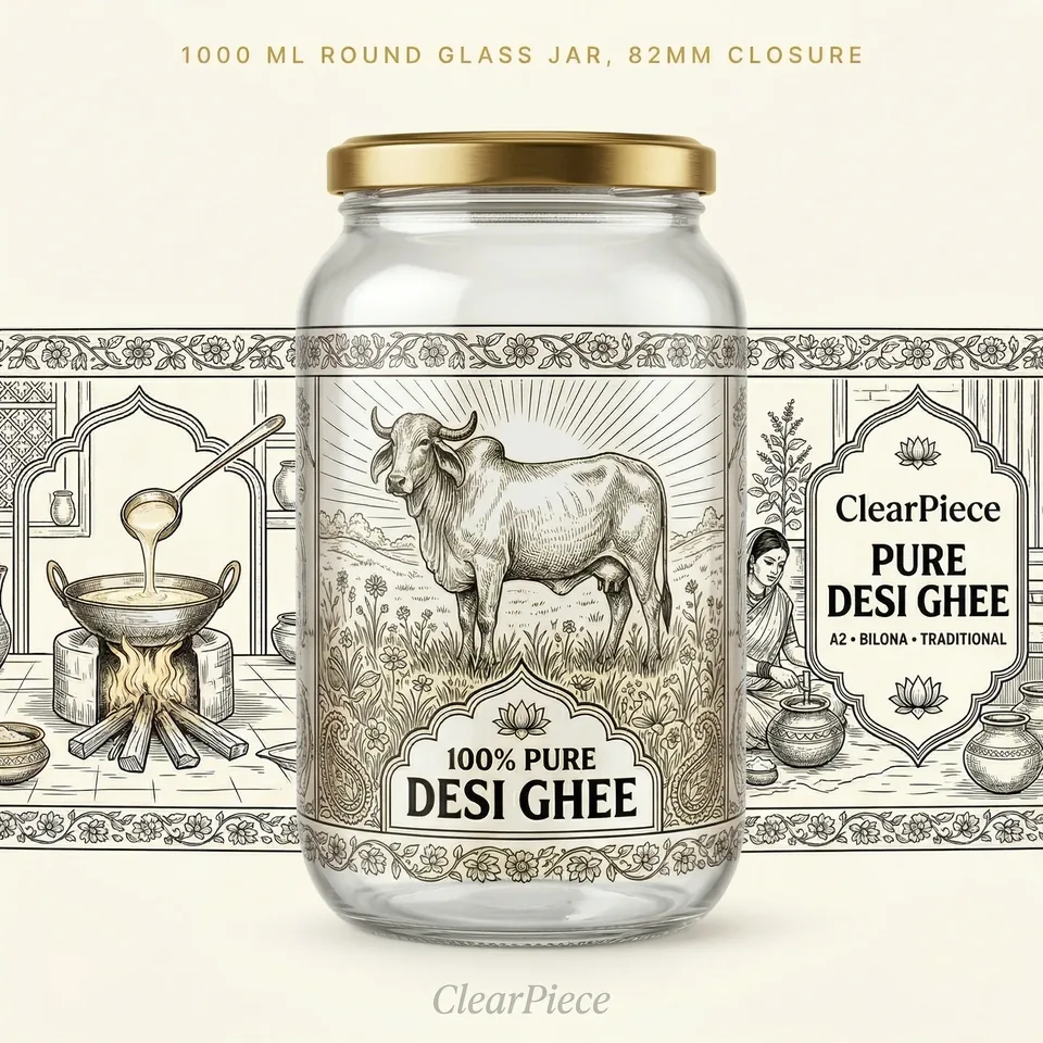 1000 ml Round Glass Jar, 82mm Closure view 3