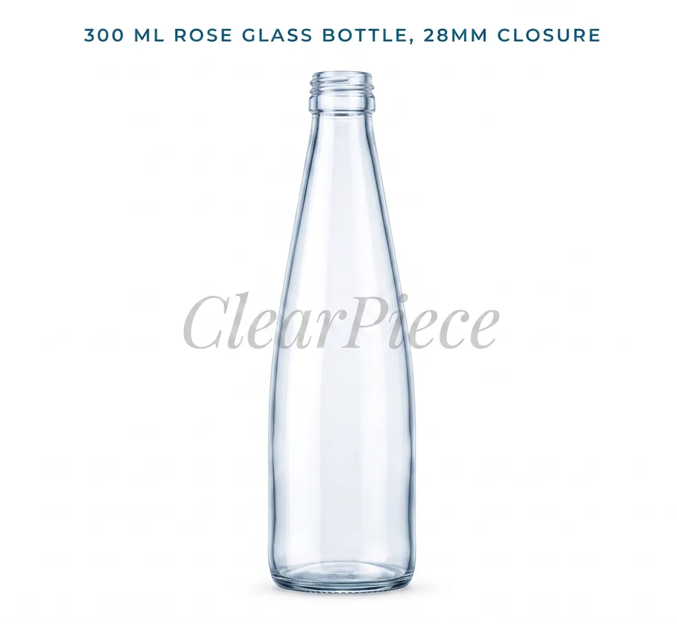 300 ml Rose Glass Bottle, 28mm Closure view 1