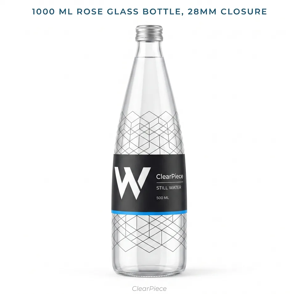 1000 ml Rose Glass Bottle, 28mm Closure view 3
