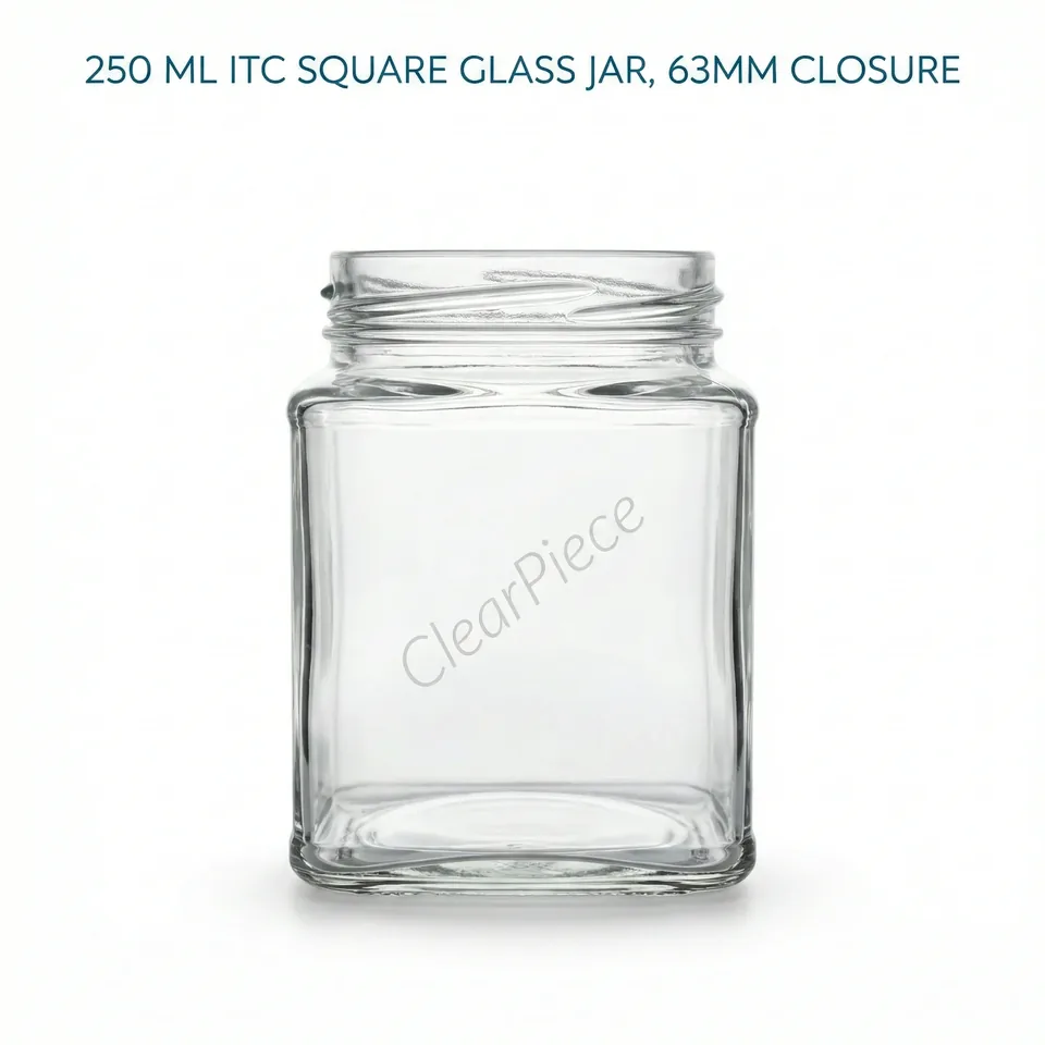 250 ml ITC Square Glass Jar, 63mm Closure view 1