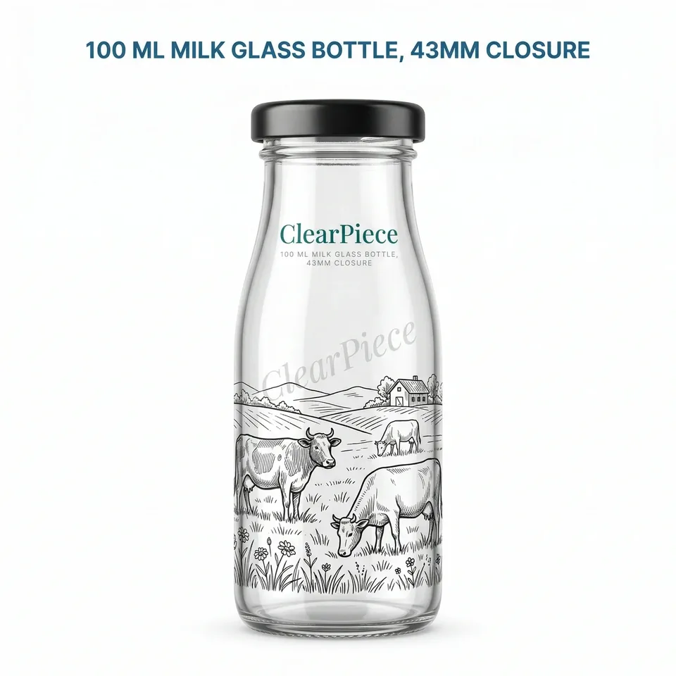 100 ml Milk Glass Bottle 43mm Closure view 3