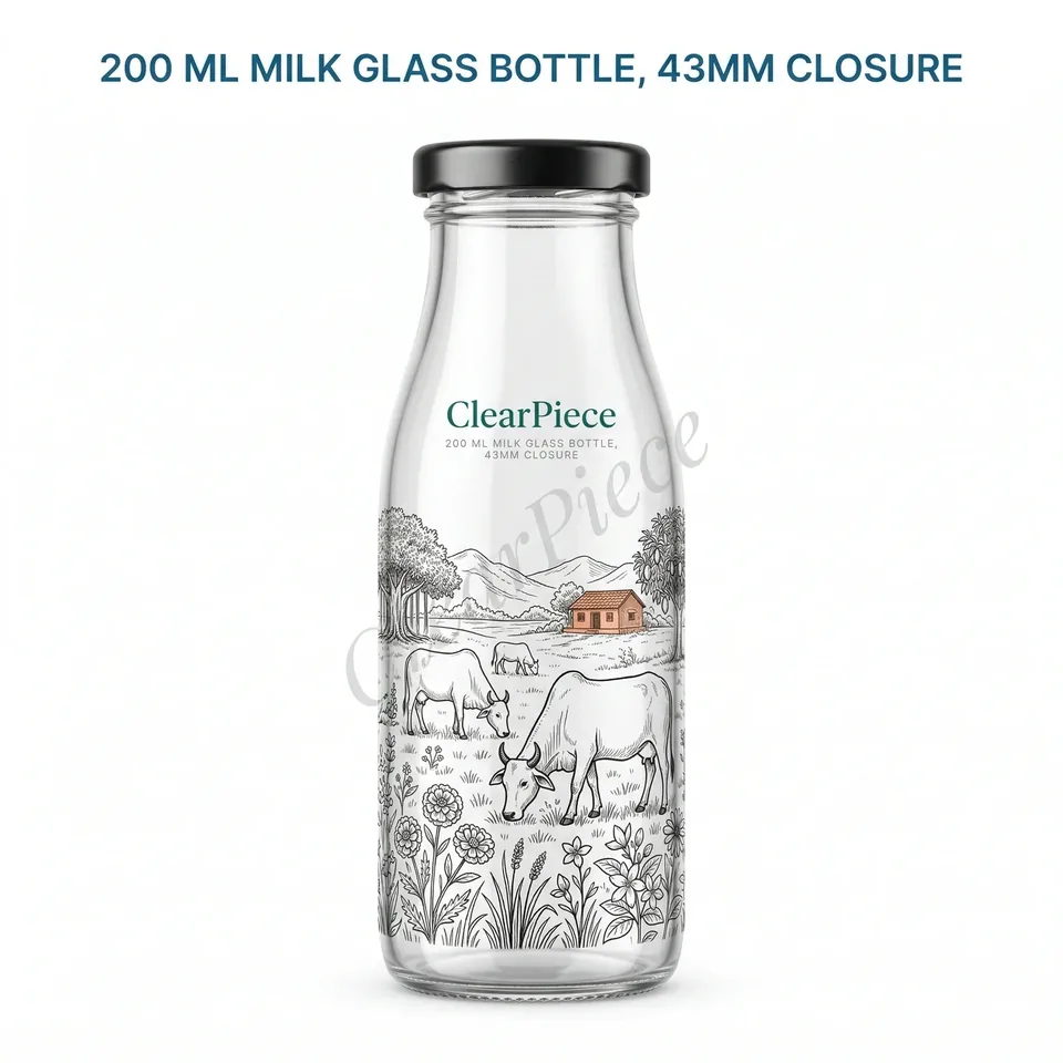 200 ml Milk Glass Bottle 43mm Closure view 3