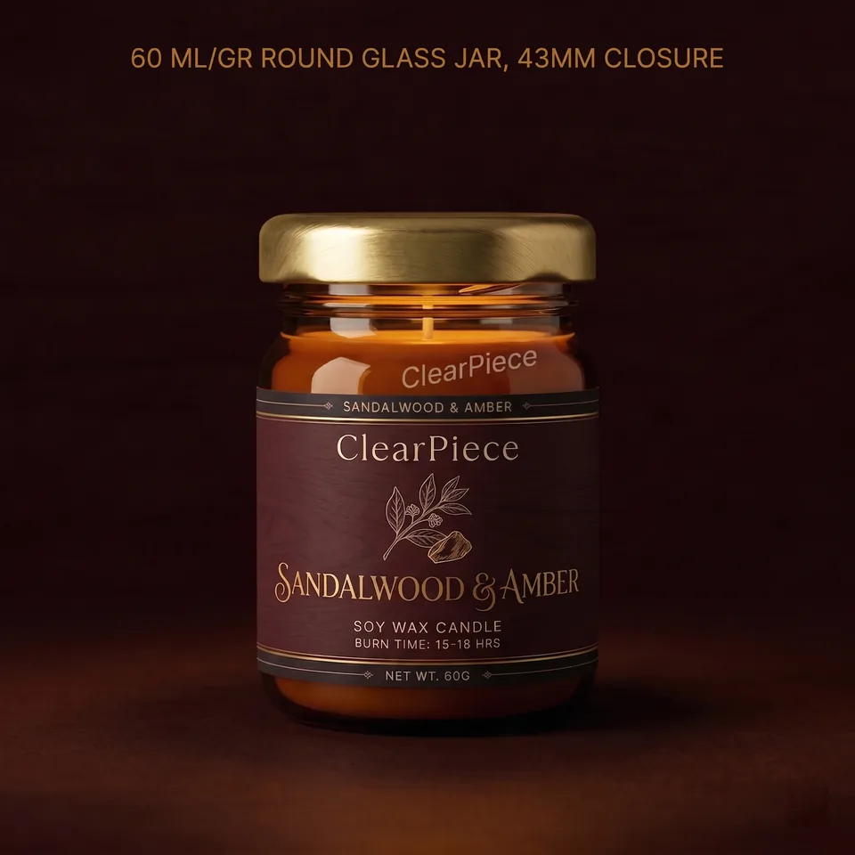 60 ml Round Glass Jar, 43mm Closure view 3